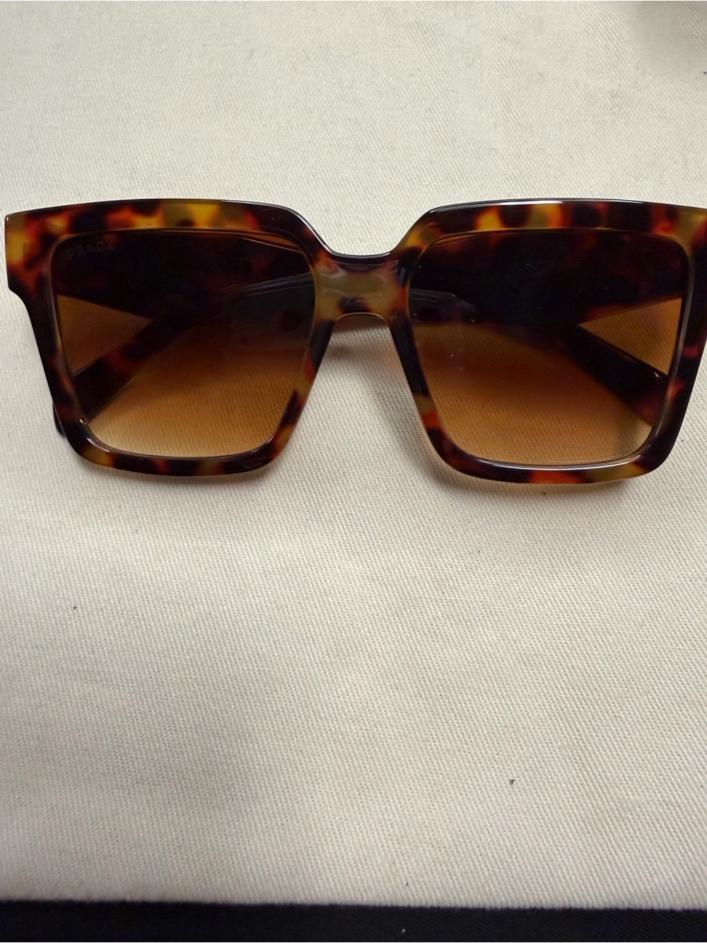 Prada Tortoiseshell Rectangular Sunglasses - Brown Gradient Lenses - Picture 4 of 6